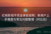 红桃影视不完全体验说明：新用户上手难度与常见问题整理（对比后）