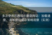 多次使用后再评价蘑菇网站：加载速度、清晰度与缓存策略观察（实测）