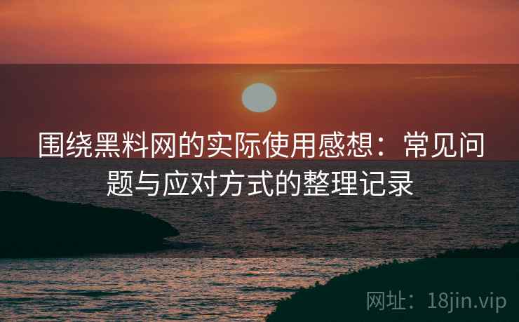 围绕黑料网的实际使用感想:常见问题与应对方式的整理记录 围绕黑料网的实际使用感想:常见问题与应对方式的整理记录