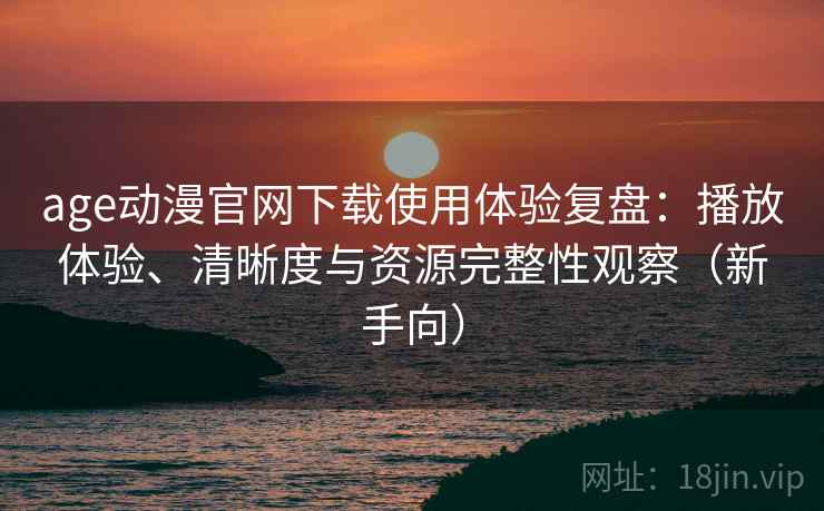 age动漫官网下载使用体验复盘：播放体验、清晰度与资源完整性观察（新手向）