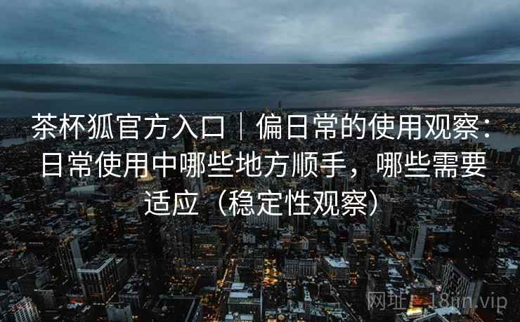 茶杯狐官方入口｜偏日常的使用观察：日常使用中哪些地方顺手，哪些需要适应（稳定性观察）