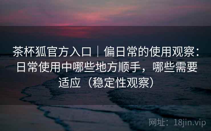 茶杯狐官方入口｜偏日常的使用观察：日常使用中哪些地方顺手，哪些需要适应（稳定性观察）